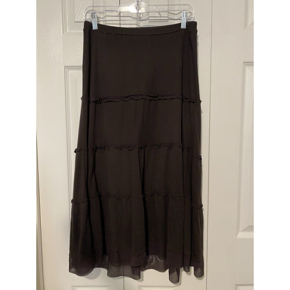 Ann Taylor Loft Brown Boho Layered Skirt 100% Lyocell Size M